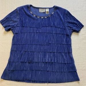 Alfred Dunner Blue Tiered Short Sleeve Top